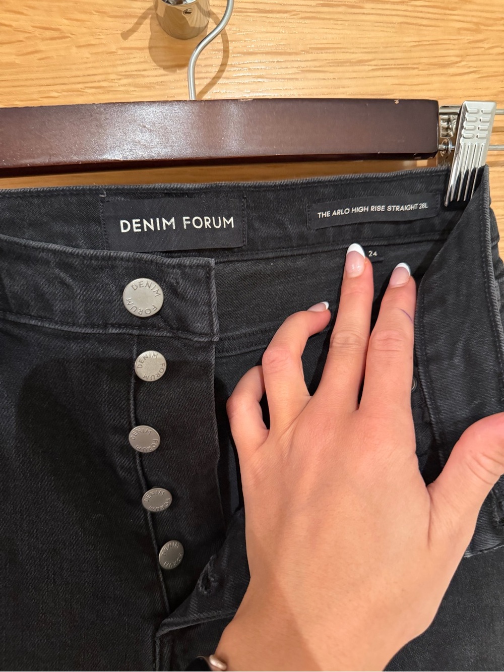 Denim Forum High-Rise Straight Jeans in Black Wash